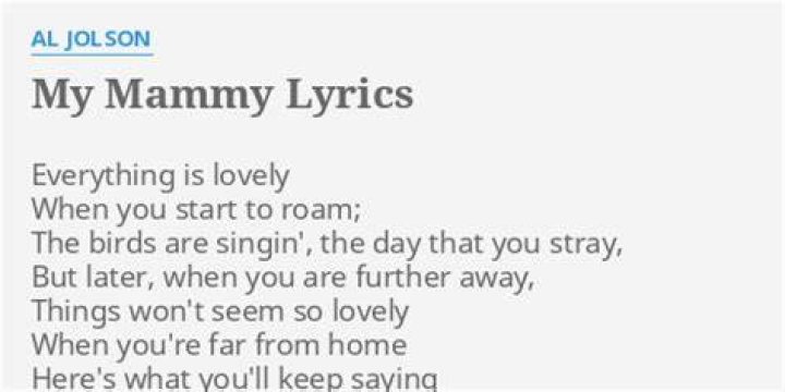 Al johnson mammy lyrics