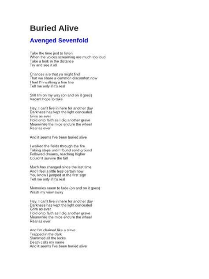 Avenged Sevenfold - Buried Alive Lyrics Meaning