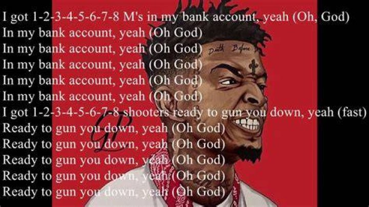 Bank account 21 savage lyrics