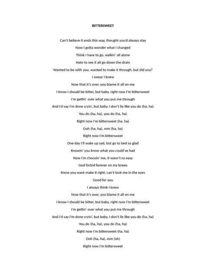 Bittersweet ernburn lyrics