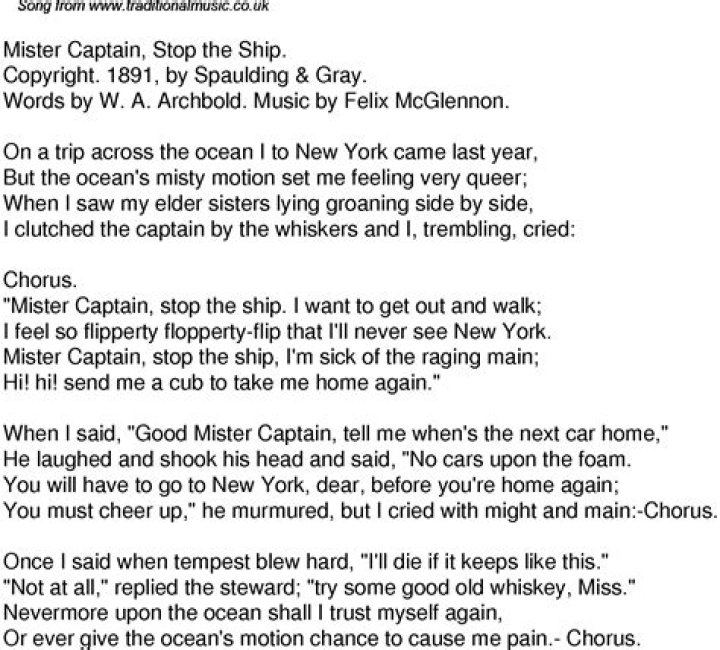 Captain of your ship lyrics