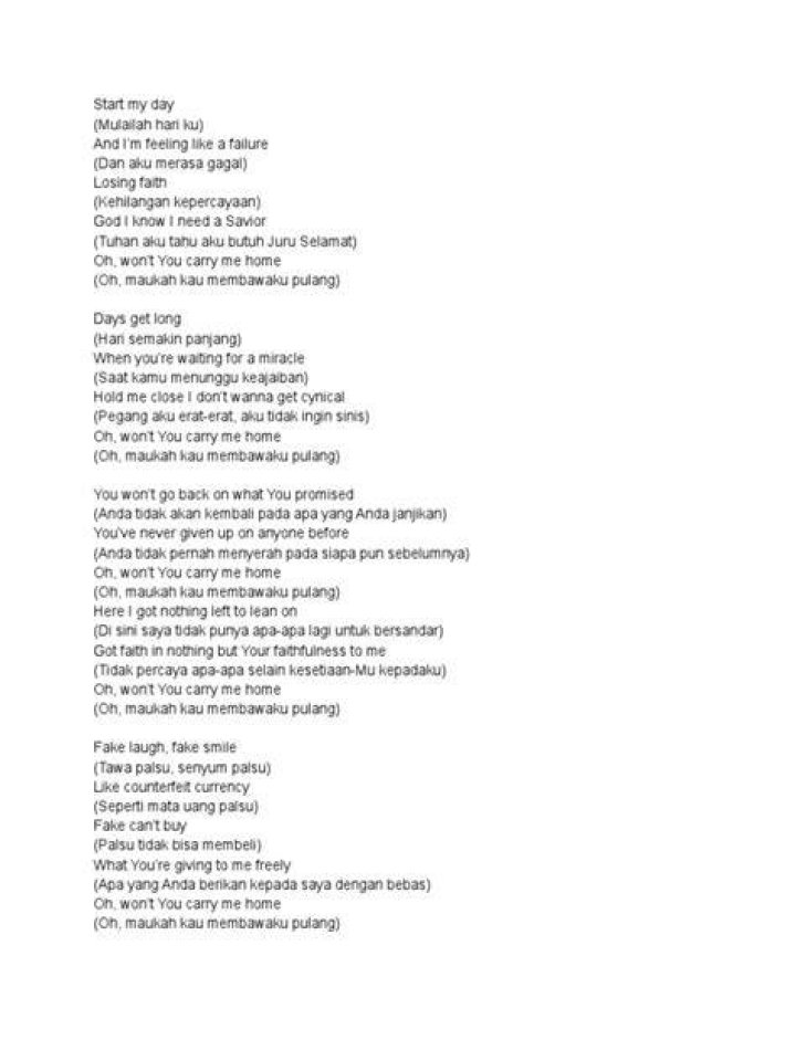 Carry me home on your shoulders lyrics