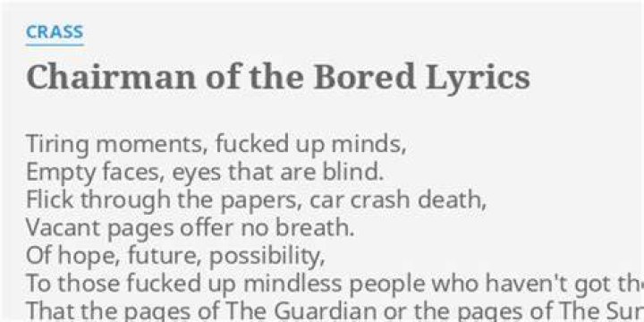 Chairman of the bored lyrics