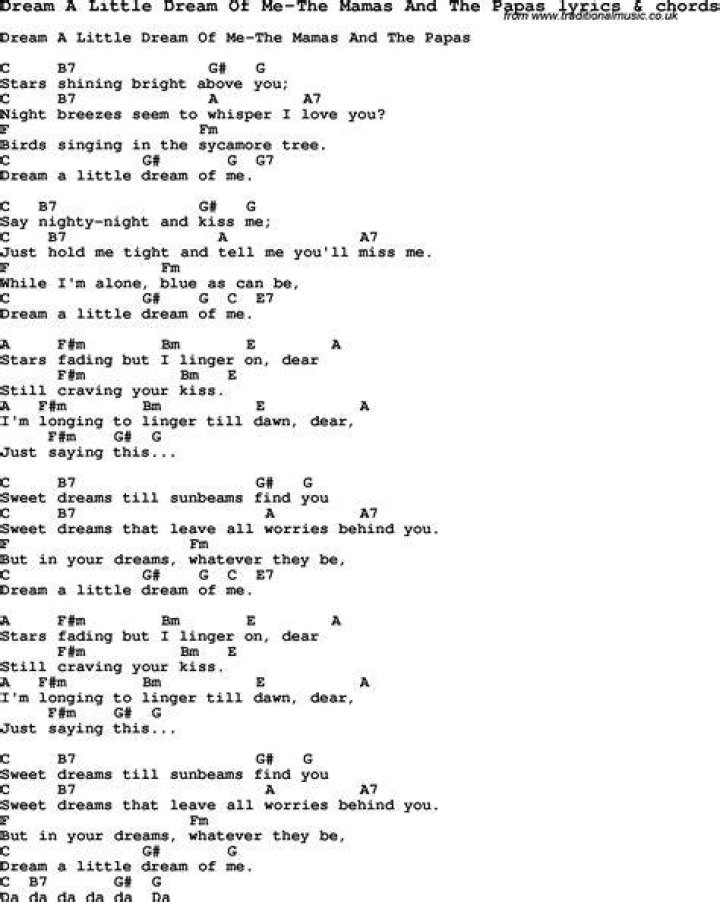 Dream a little dream of me ... lyrics