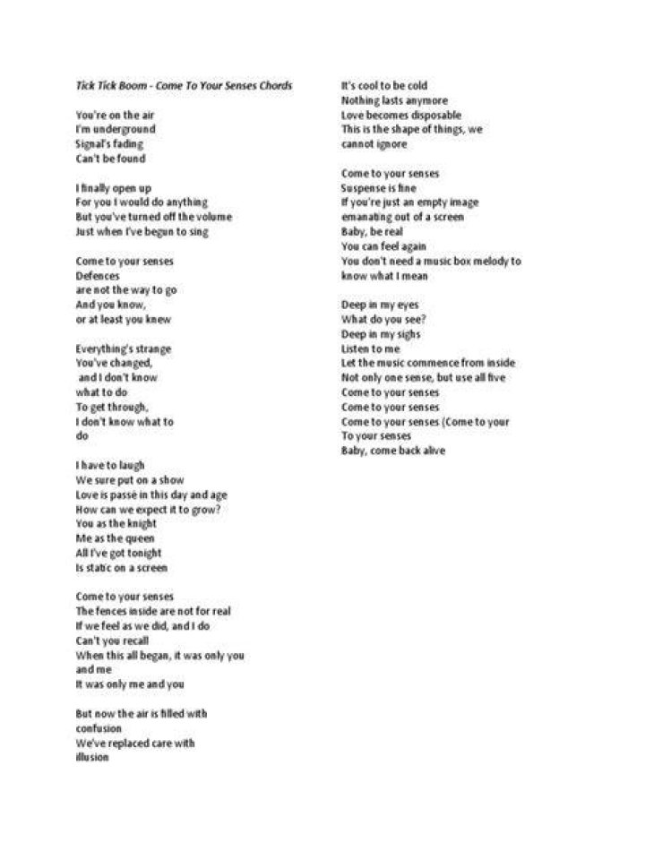 Every time i cum i come into my senses lyrics
