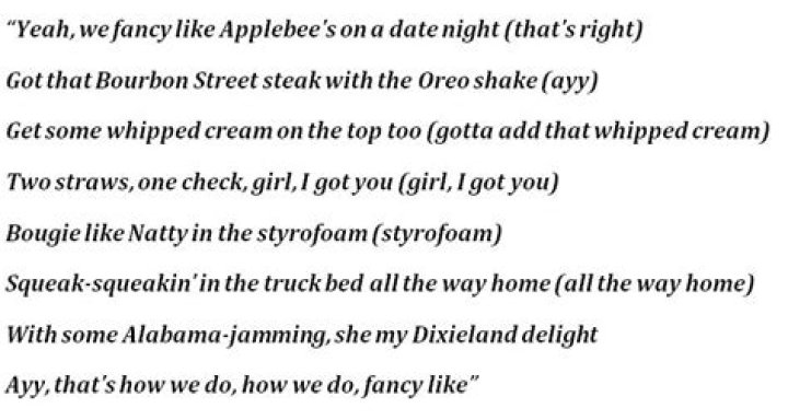 Fancy like applebees lyrics