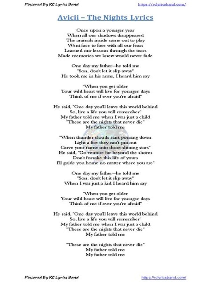 Figurative language in the song the nights by avicci lyrics