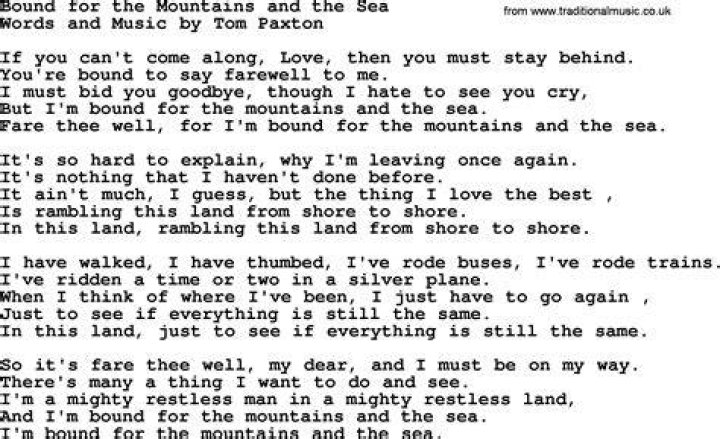 From the mountains to the sea .. lyrics