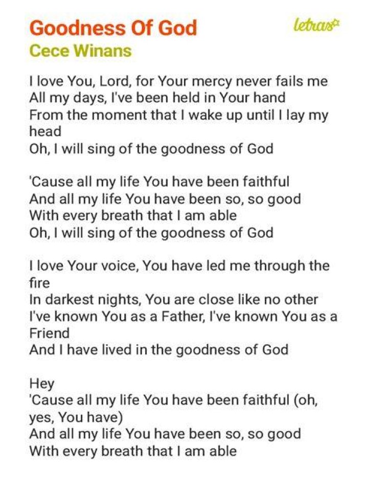 Goodness of god by cece winams lyrics