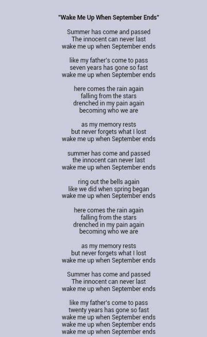 Green Day - Wake me Up When September Ends Lyrics Meaning