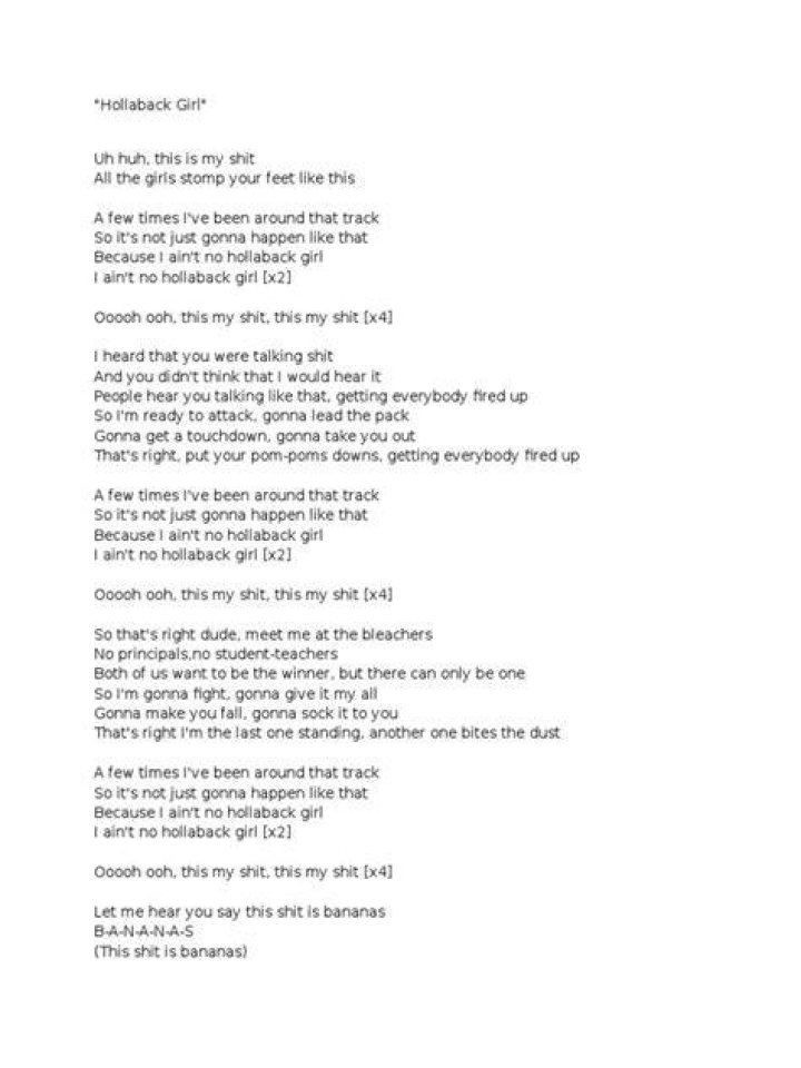 Hollaback girl lyrics