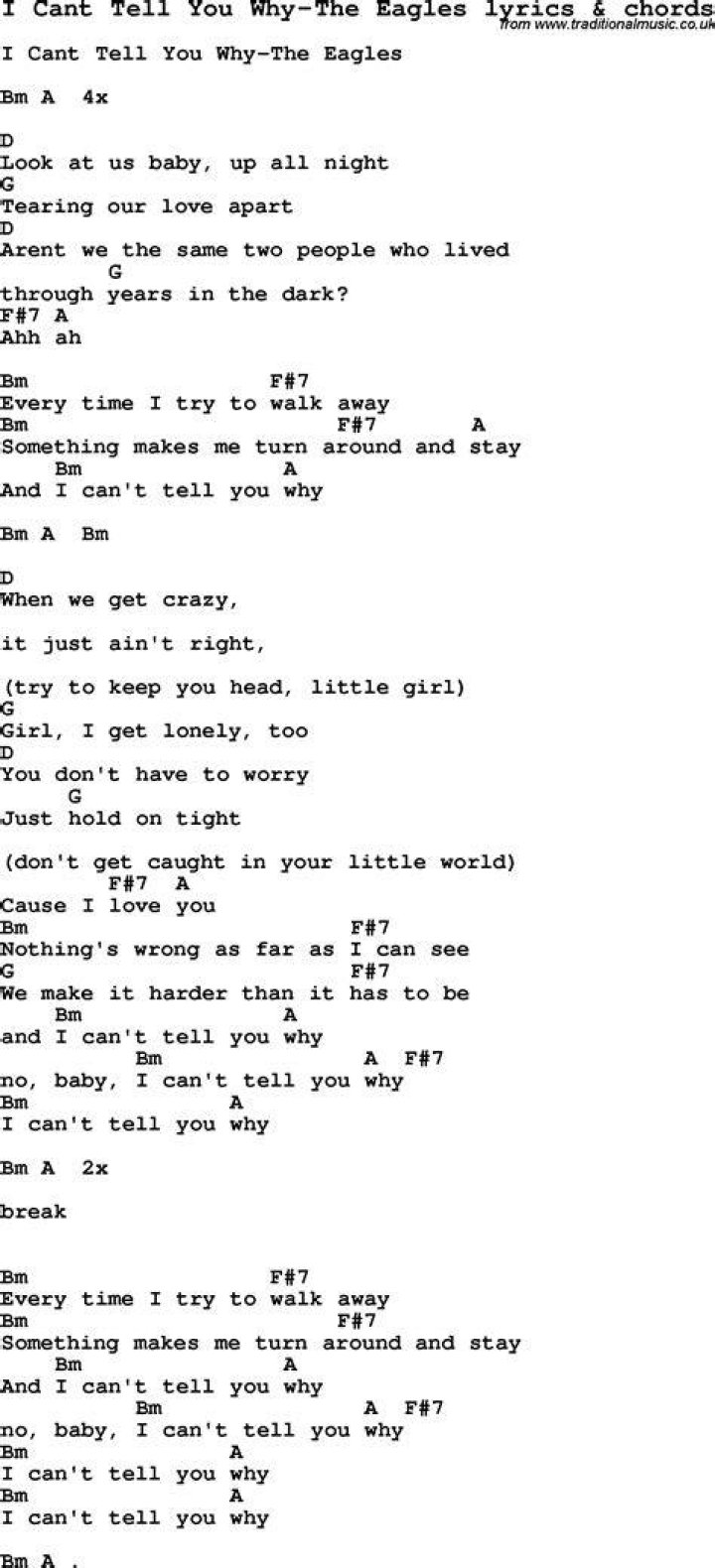 I Can't Tell You Why Lyrics Meaning