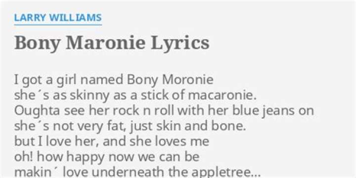 I got a gal named bony maronie lyrics