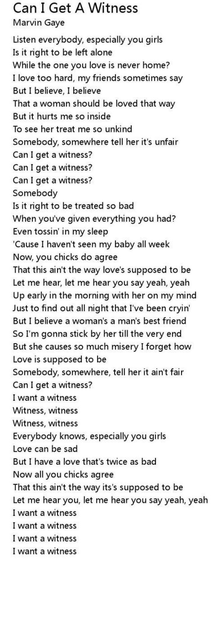 I’m a witness lyrics lyrics