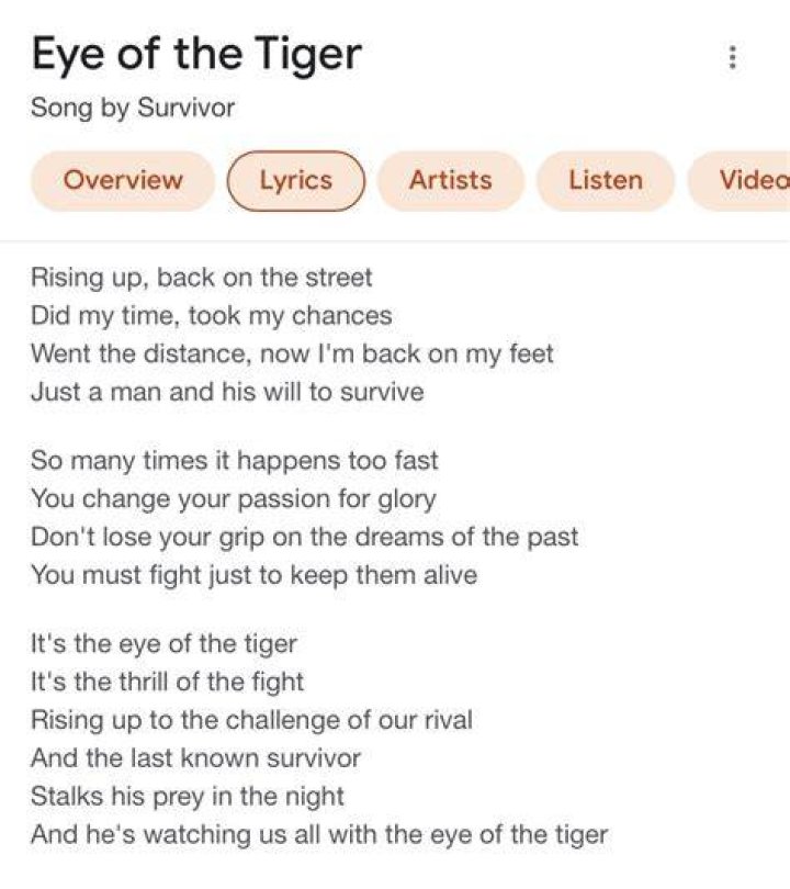 I of the tiger lyrics