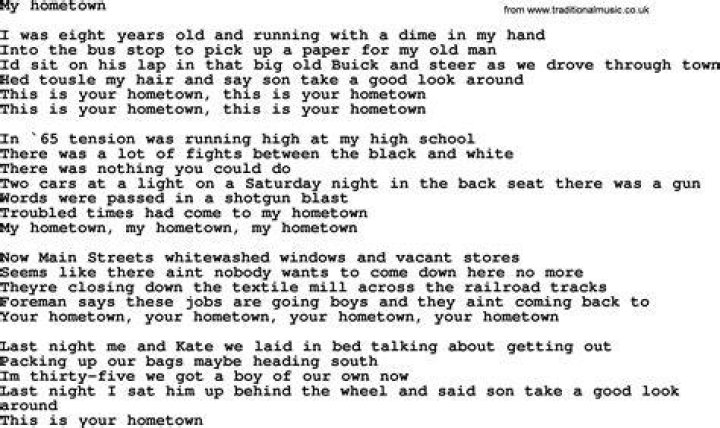 I want to go back to my hometown lyrics
