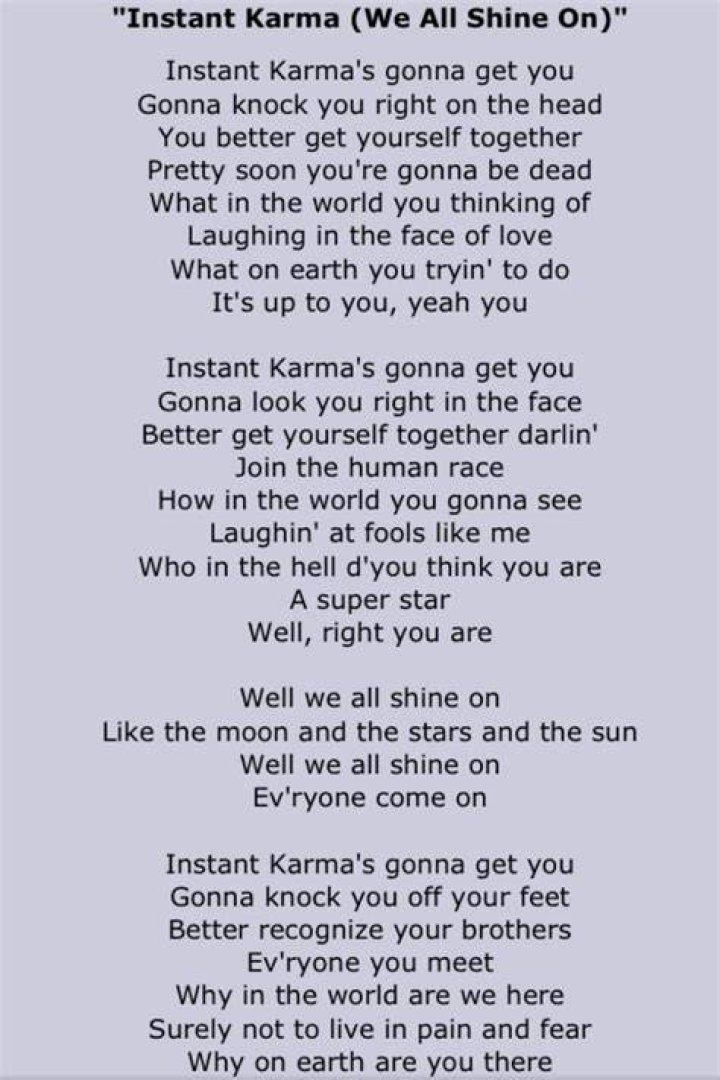 Instant karma mp3 lyrics