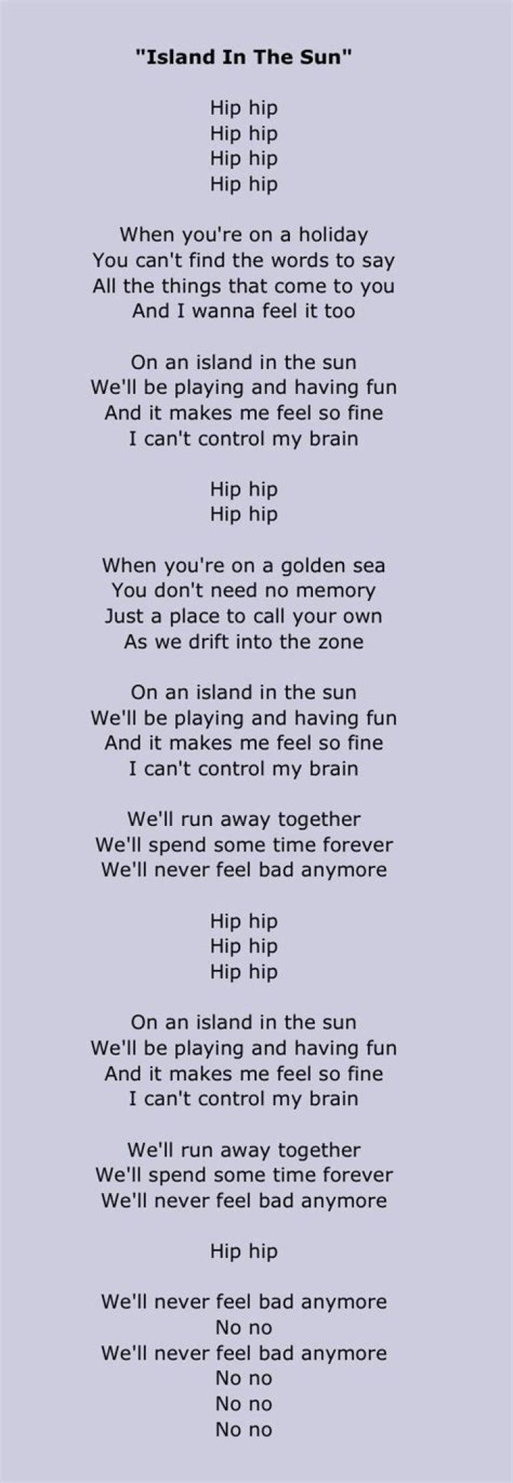 Island in the Sun Lyrics Meaning