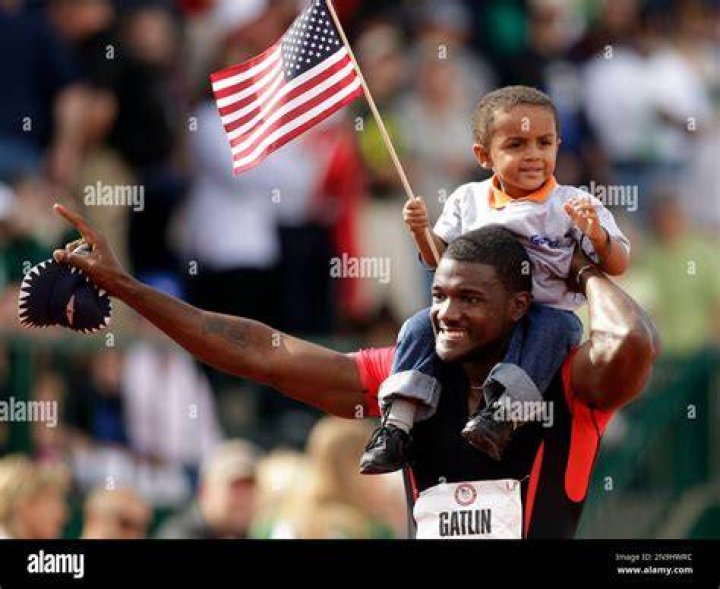Justin Gatlin with his son Justin Gatlin with his son