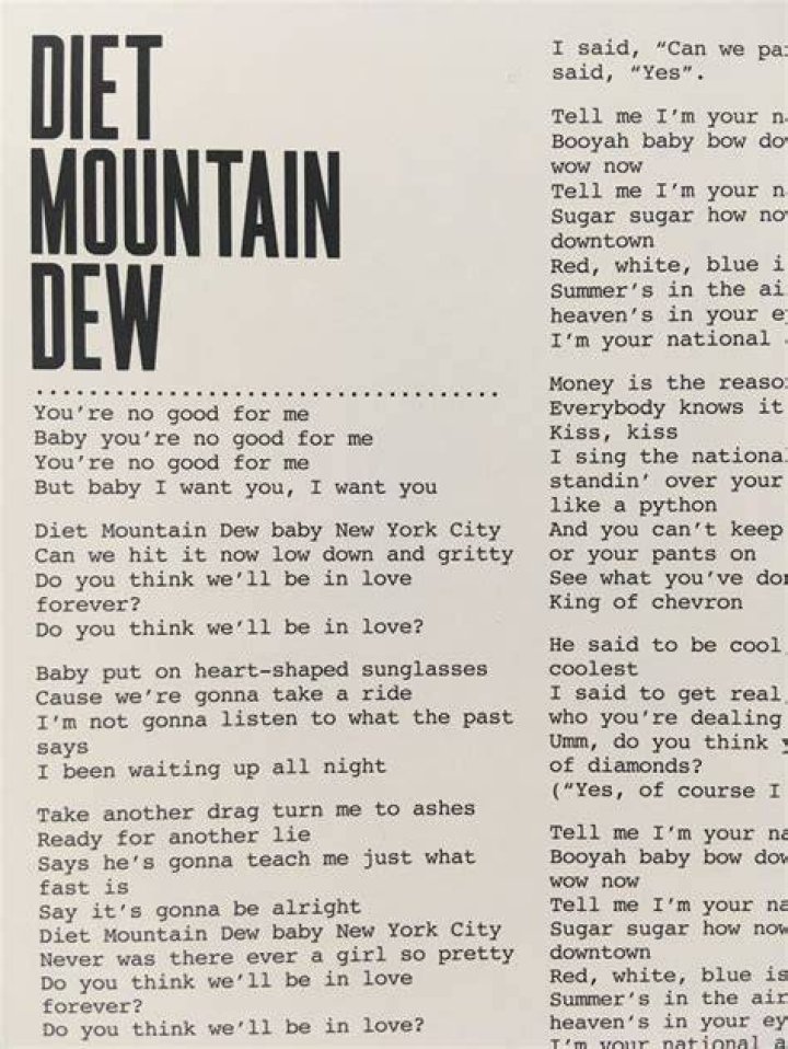 Lana Del Rey - Diet Mountain Dew Lyrics Meaning