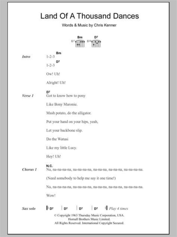 Land of 1000 dances lyrics