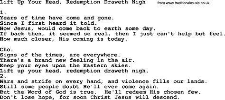 Lift up your hands redemption draweth nigh lyrics
