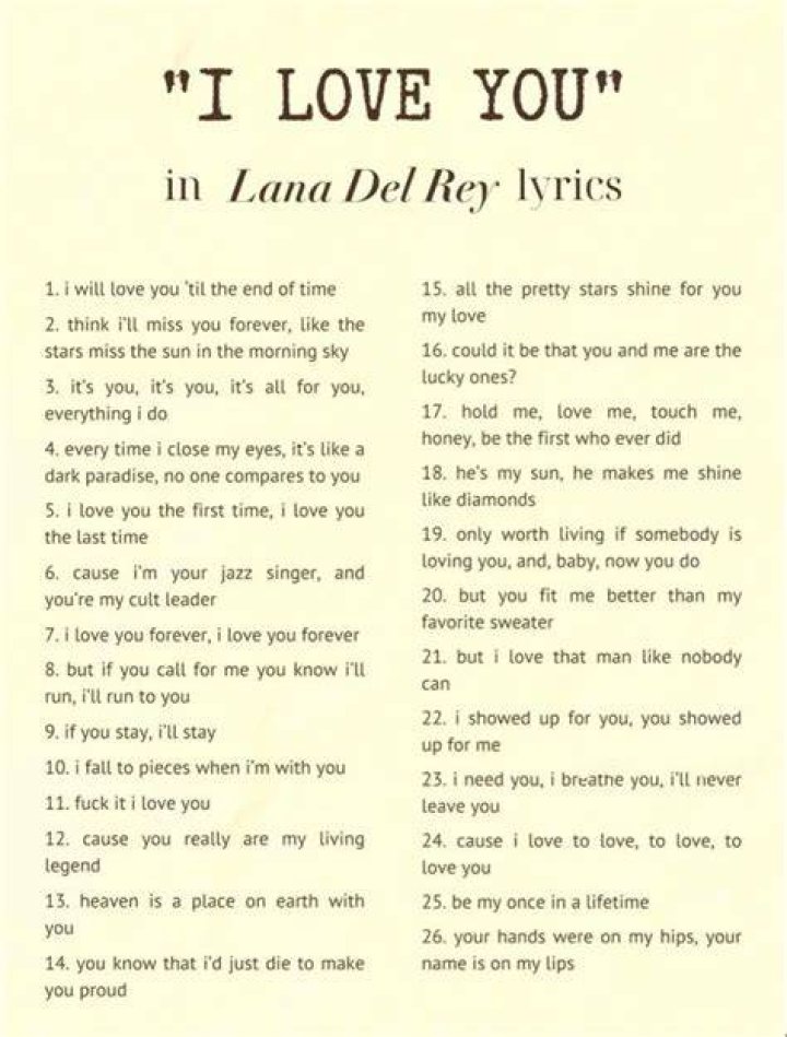 Love song lana del ray lyrics