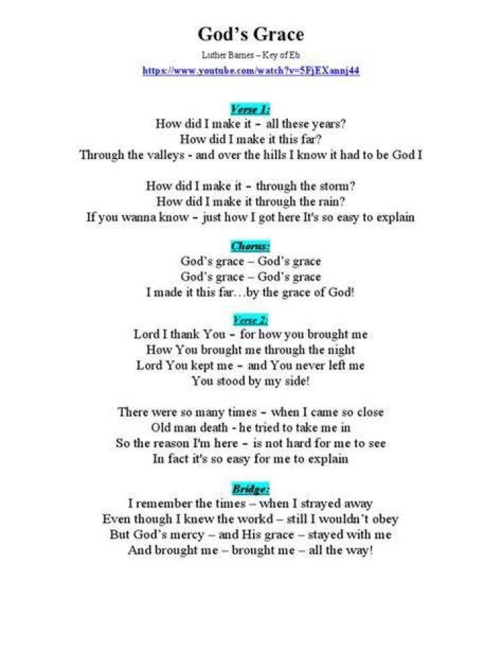 Luther barnes gods grace lyrics lyrics