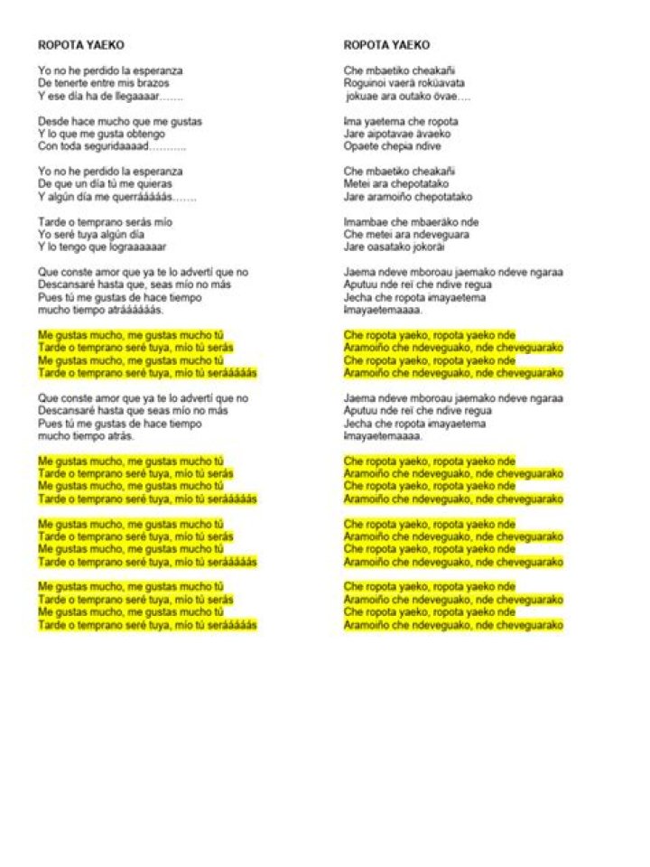 Me gustas mucho lyrics