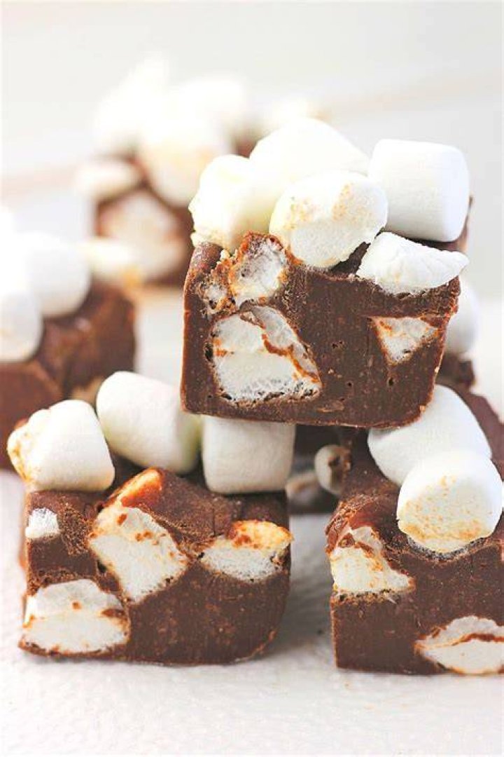 Milk, chocolate chips, and marshmallows.