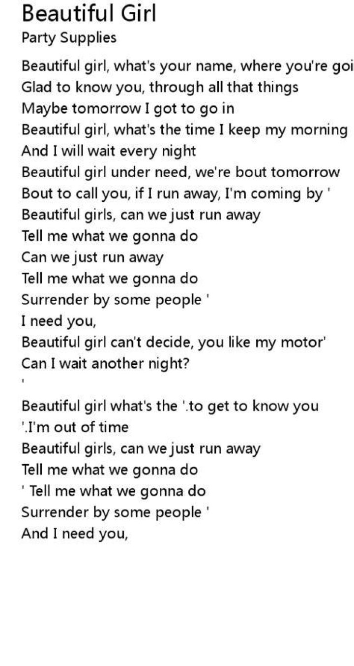 Mp3 juice beautiful girl lyrics