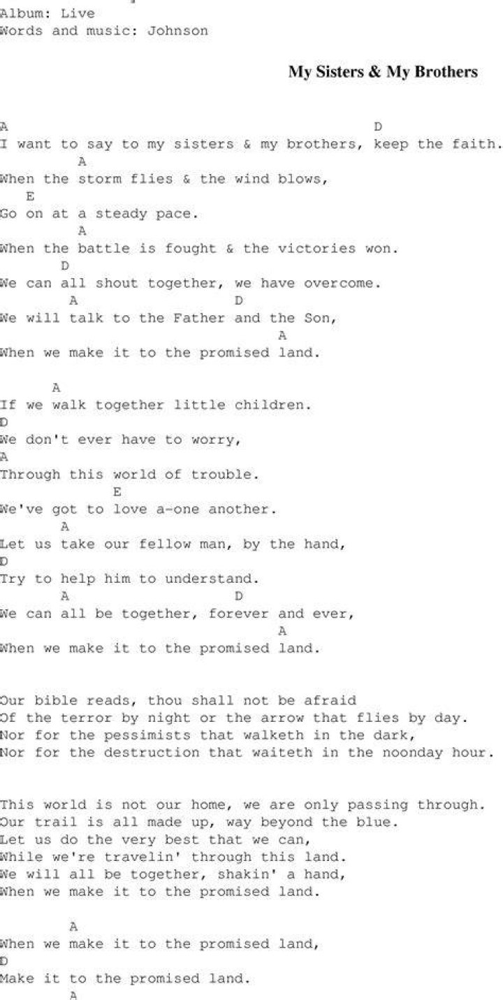 My sisters and my brothers lyrics