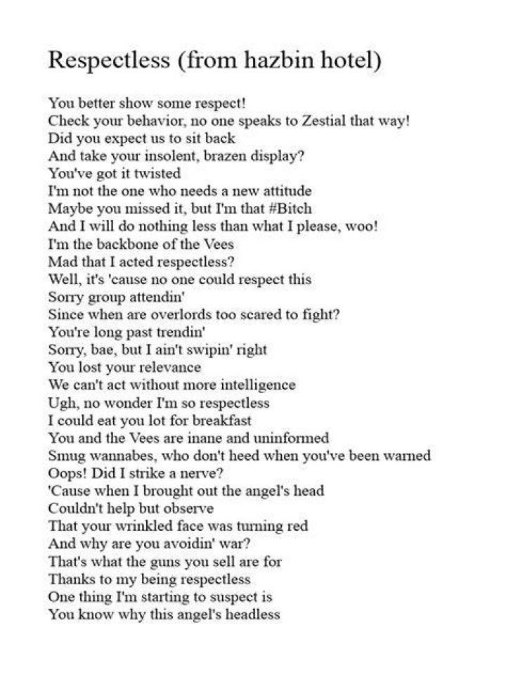 Respectless lyrics