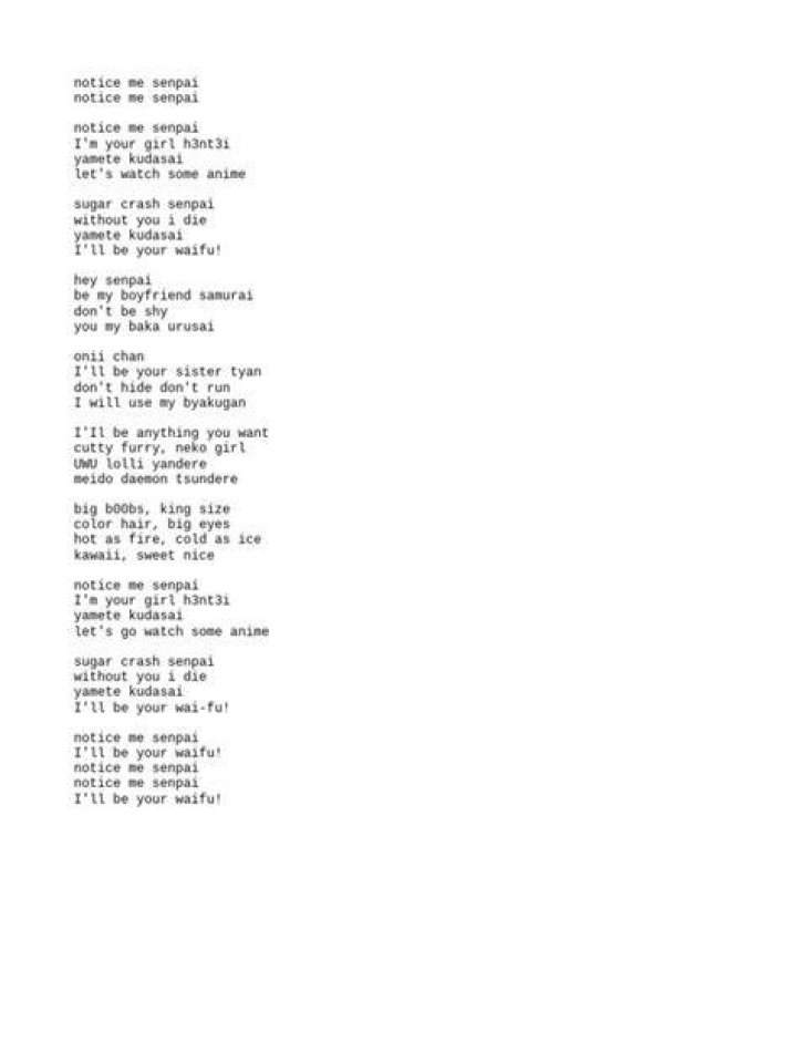 Senpai notice me instrumental lyrics