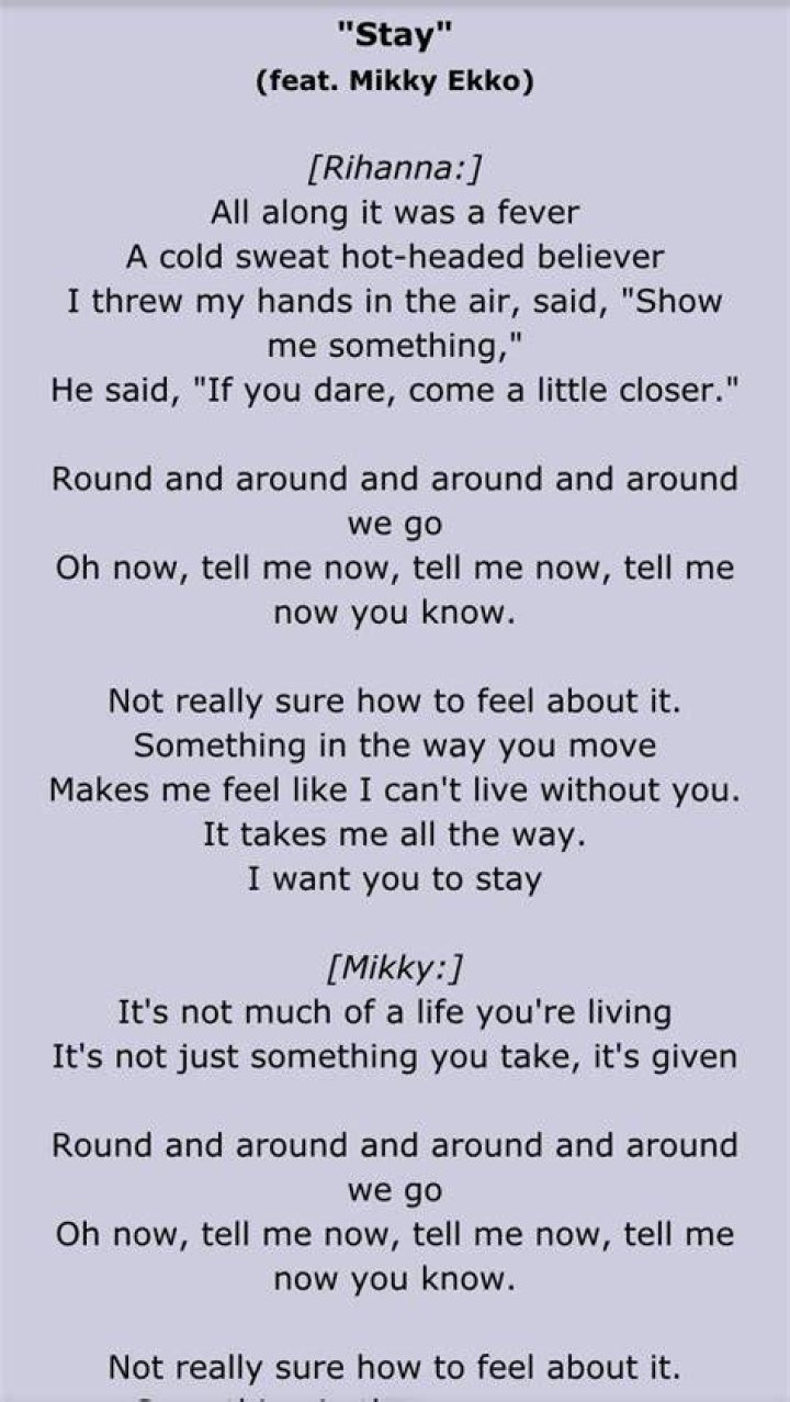 Stay by rihanna feat mikk eko lyrics lyrics