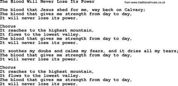 The blood will never lose it power lyrics