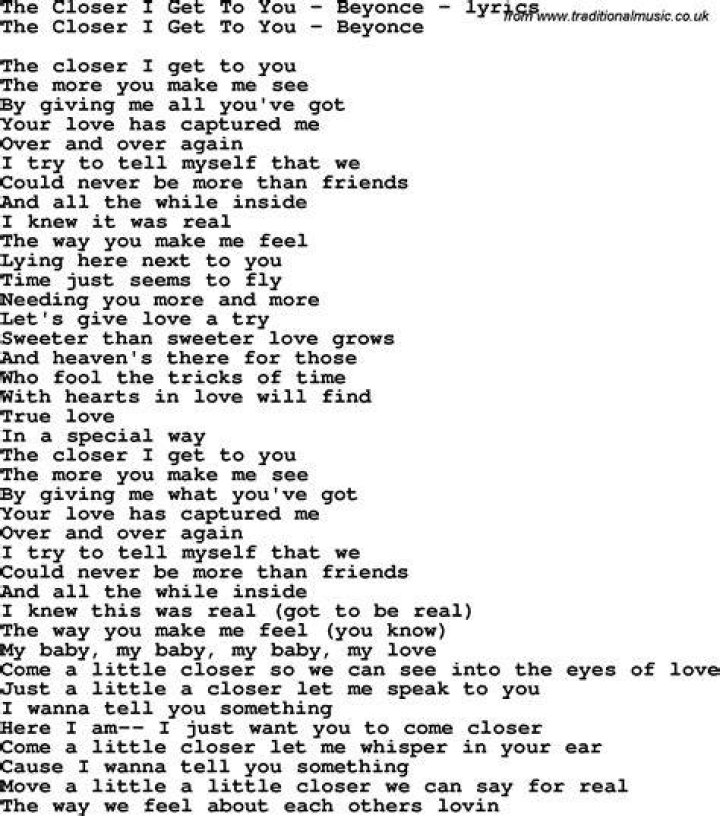 The closer you get the better you look lyrics