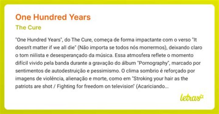 The Cure - One Hundred Years Lyrics Meaning