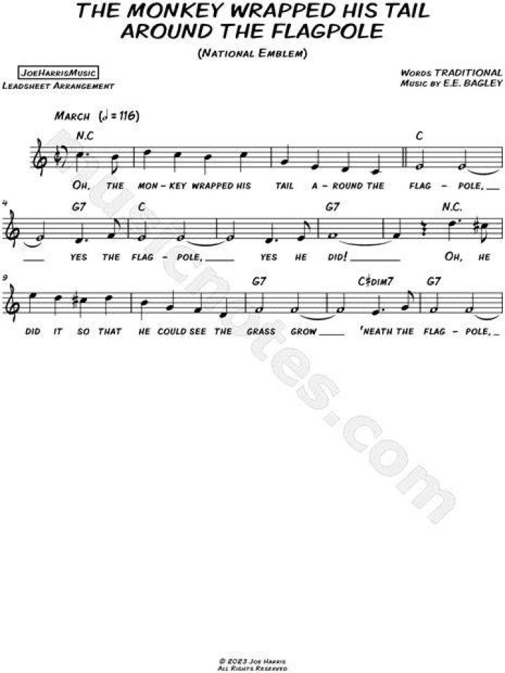 The monkey wrapped his tail around the flagpole music and lyrics lyrics