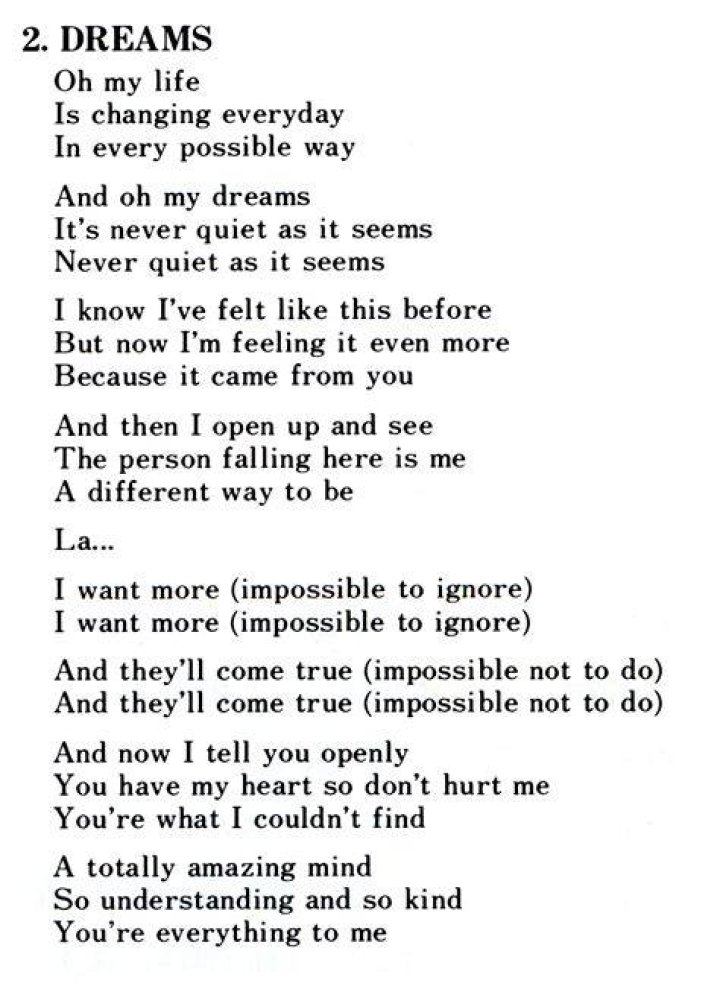 Walking on the street about your dreams lyrics