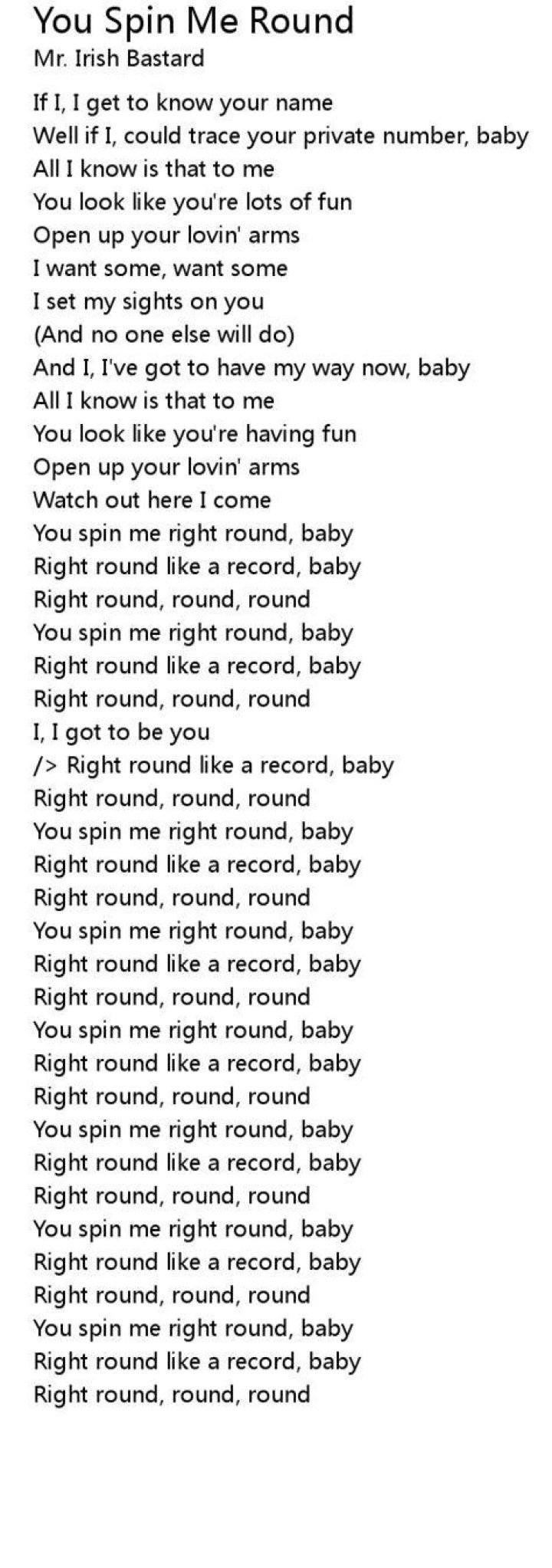 Youve got my head spinning round and round lyrics